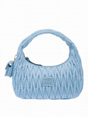 Miu Miu Wander Matelasse Regenerated Nylon Hobo Bag Blue