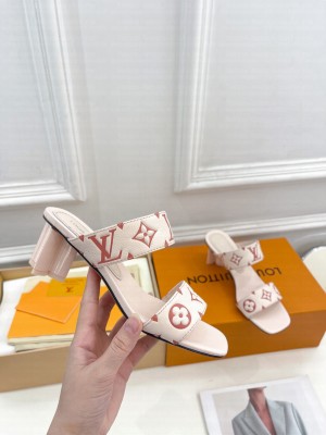 Louis Vuitton Silhouette 5.5cm in Monogram Leather Pink Slide Mule 2023 