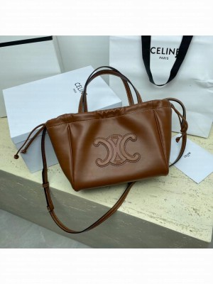 Celine SMALL CABAS DRAWSTRING CUIR TRIOMPHE IN GRAINED CALFSKIN 111013 brown