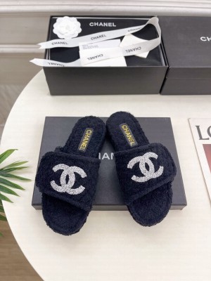 Chanel CC Logo Towel Slide black 2025