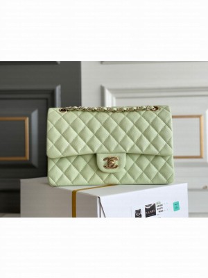 CHANEL CLASSIC 11.12 HANDBAG AS01112 LIGHT GREEN&GOLD Metal