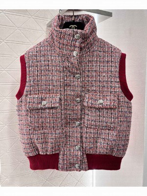 Chanel Women's Woolen Down Vest Pink