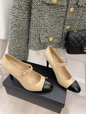 Chanel Heel 85mm Mary Janes Pumps Beige Spring 2022 Collection