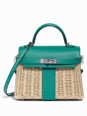 Hermes Kelly Picnic Mini Osier / Swift Vert Verone Green