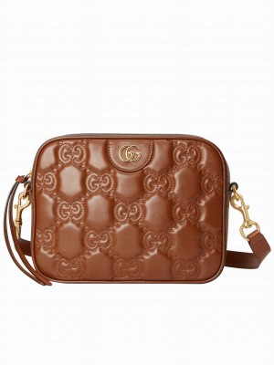 Gucci GG Matelasse Leather Shoulder Bag 702234 Coffee