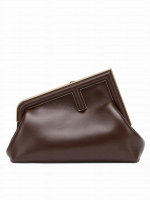Fendi First Small Leather Bag 8BP129 Dark Coffee