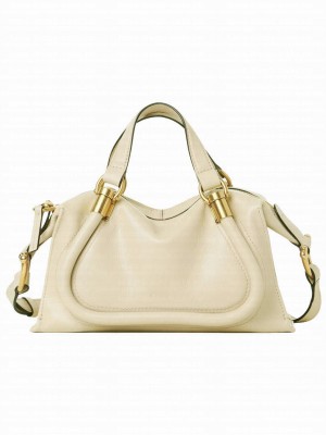 Chloe Small Paraty 24 Bag In Shiny Leather Cream