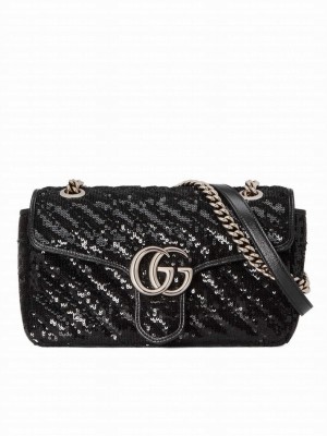 Gucci GG Marmont small sequin shoulder bag Black