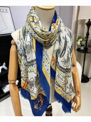 Hermes Women's Les Voitures Nouvelles Scarf Blue