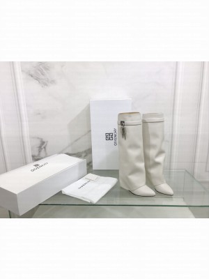 GIVENCHY SHARK LOCK PANT BOOTS IN CALFSKIN LEATHER 2022 WHITE
