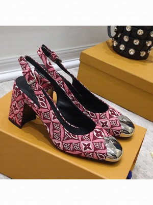 Louis Vuitton Since 1854 Louise Jacquard Slingback Pumps Burgundy 2021 Collection