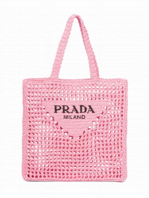 Prada Raffia Tote Bag 1BG393 Pink