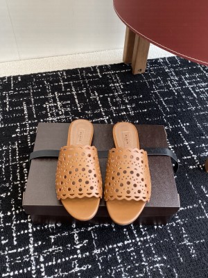 Alaïa IN VIENNE LAMBSKIN SLIDES BROWN