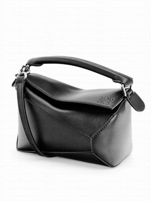 Loewe Mini Puzzle Bag In Classic Calfskin Black