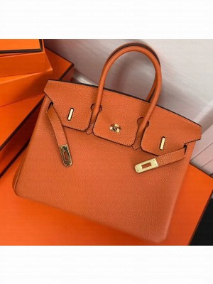 Hermes Birkin 25cm Bag Orange in Togo Leather With Gold Hardware