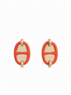 Hermes Mini Maillon Earrings Orange