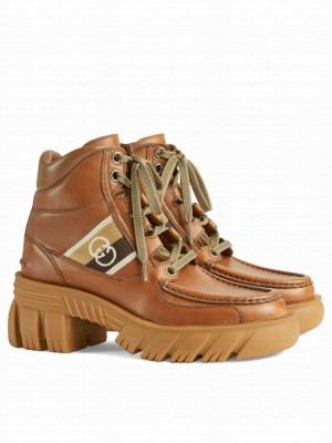 Gucci Women's Ankle Boot With Interlocking G 663594 Coffee