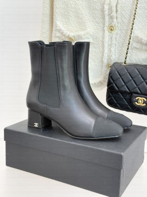 Chanel 5cm Lambskin & Grosgrain Ankle Boot black
