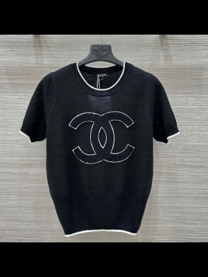 Chanel Knit Top with Maxi CC Black 2025