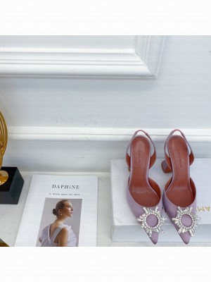 AMINA MUADDI HEEL 6.5CM BEGUM SLINGBACK PUMPS SATIN LIGHT PURPLE 015 2021 Collection