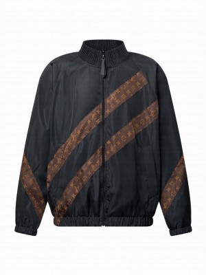 Louis Vuitton Women's Monogram Stripe Zip-Up Jacket Black