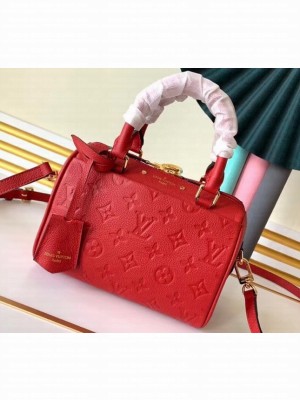 Louis Vuitton Monogram Empreinte Leather Speedy Bandouliere 20 Bag Red
