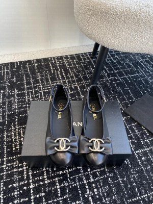 Chanel Lambskin Strass & Metal Black G46022 MARY JANES Flat 2025