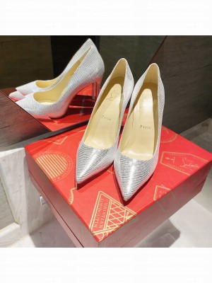 Christian Louboutin Lizard Embossed Pumps Silver 2021 Collection