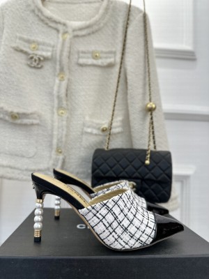 Chanel Pearl Heel 8.5cm Slide Mule 013
