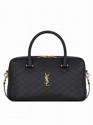 Saint Laurent Lyia Duffle In Quilted Lambskin Black