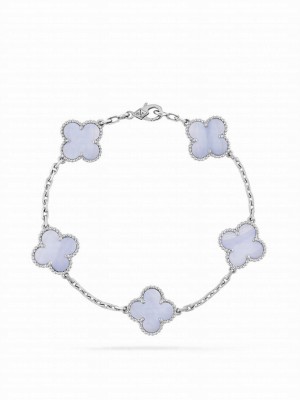 Van Cleef & Arpels Women's Vintage Alhambra Bracelet, 5 Motifs Silver