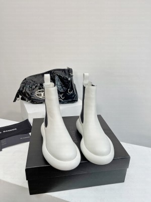 Jil Sander Leather ankle boots white