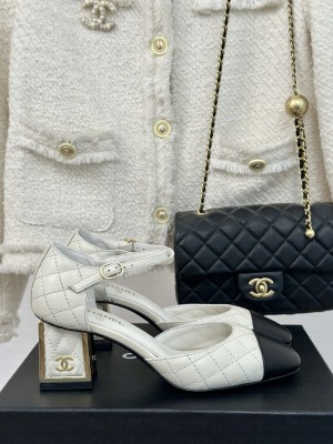 Chanel Women's Quilted Lambskin Mary Janes Pumps G45235 White 2024