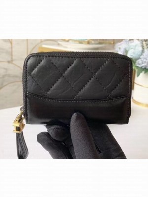 Chanel Aged Calfskin Gabrielle Zipped Coin Purse A84404 Black