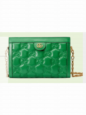 Gucci GG Matelasse leather shoulder bag 702200 Bright green