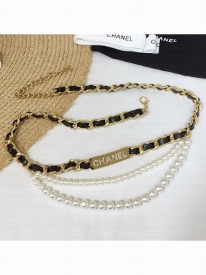 Chanel Chain Pearl Belt Black/White/Gold  2021 Collection