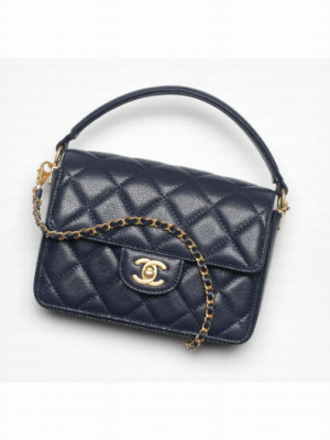 Chanel MINI FLAP BAG WITH TOP HANDLE AS5165 Navy Blue
