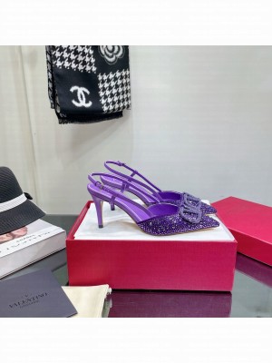 Valentino VLogo Slingback Pumps 8cm With Purple Crytal 2022 Collection