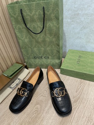 Gucci Crocodile leather Loafer Double G Black 2022 Collection