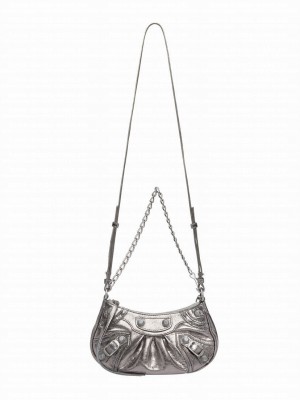 Balenciaga Le Cagole Mini Purse With Chain Metallized Silver