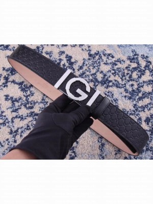 Gucci Width 3.8cm Leather Signature GG Belt with Single G Buckle Black 2019