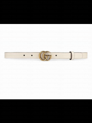 Gucci Calfskin Belt 25mm with GG Buckle White/Gold 2020 Collection