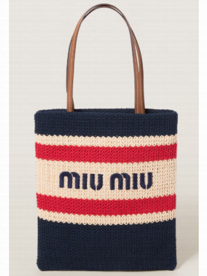 miumiu Raffia effect woven tote bag 5BG248-1