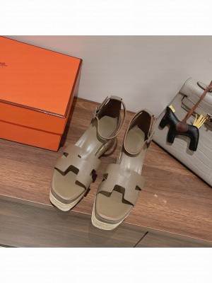 HERMES HEEL 8.5CM PLATFORM 5CM ELDA WEDGE ESPADRILLES 05