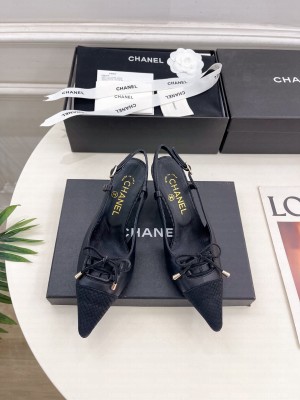 Chanel slingback pumps pointed leather black 2025