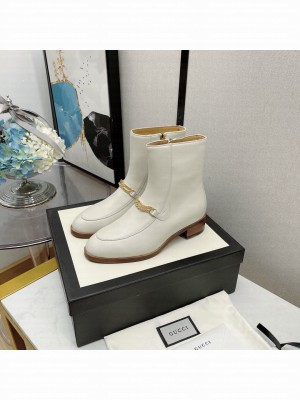 Gucci Women's White GG Chain Ankle Boot 2021 Collection
