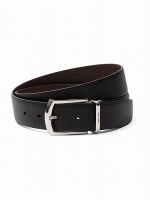 Prada Reversible Saffiano Leather Belt Black