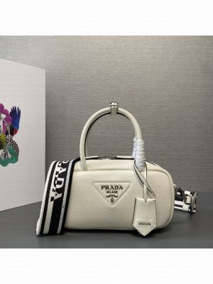 Prada Double leather small bag 1BB102 white