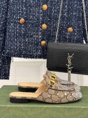 Gucci Women's Princetown slipper Crystal Canvas Beige 2025