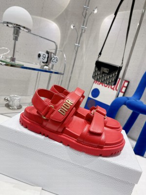 Christian Dior DiorAct Sandal Flat Calfskin Red 04 2022 Collection